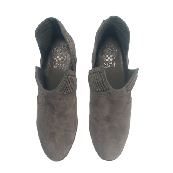 Vince Camuto Pevista Booties Women size 8 Gray Leather Suede Lace Block Heel - Picture 6 of 14